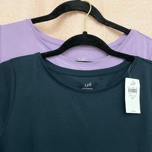 J. Jill Women’s Puma Cotton Elbow Length T Shirts purple navy - Medium